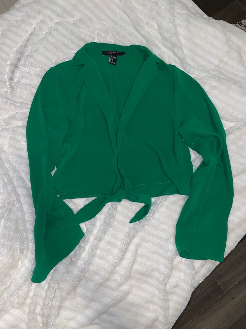 Forever 21 Emerald Green Tie-Front Top